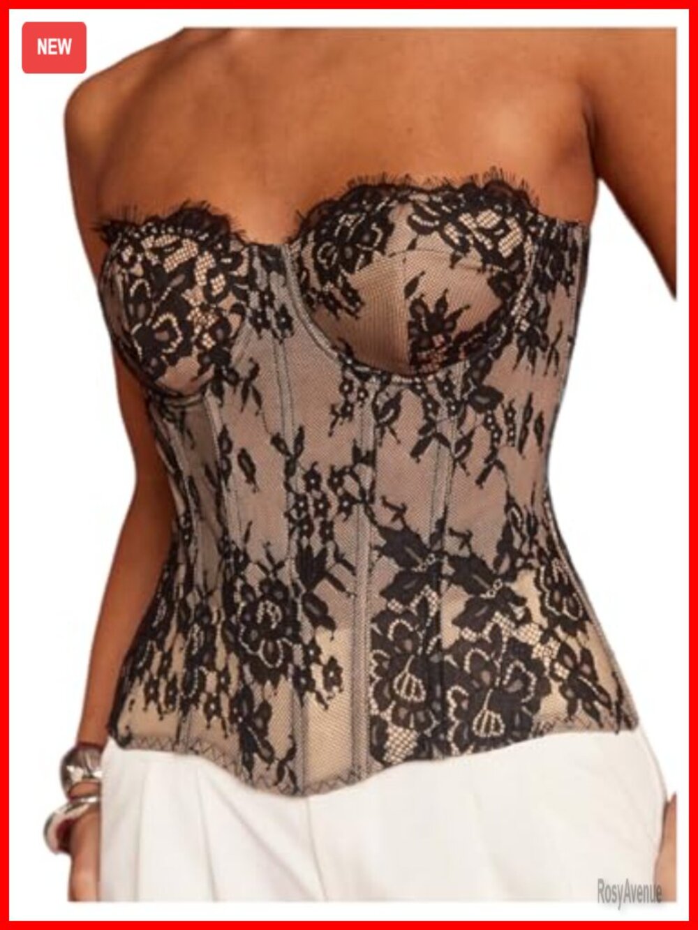 Floral Lace Strapless Corset Top Lace Up Club Night Out Tube Top